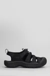 Keen Newport H2 Sandals In Black Suede And Fabric In Black