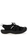 Keen Newport H2 Sandals In Black Suede And Fabric In Black