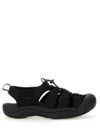 Keen Newport H2 Sandals In Black Suede And Fabric In Black