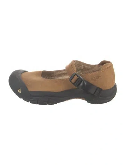 Pre-owned Keen Suede Mary Jane Flats In Brown
