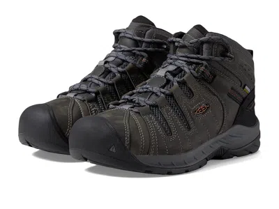 Keen Utility Flint Ii Mid Waterproof Soft Toe Men's Shoes Steel Grey/tortoise Shell: 14 Ee - Wide In Black