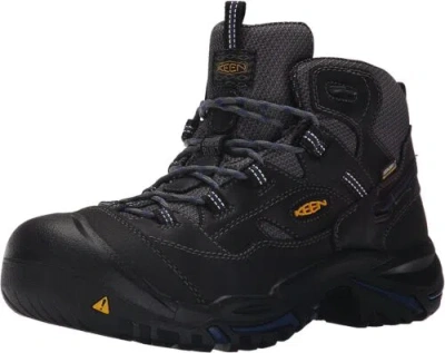 Pre-owned Keen Utility Men's Braddock Mid Height Soft Toe Work Boots In Raven/estate Blue