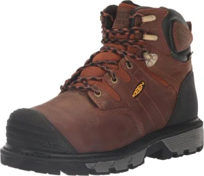 Pre-owned Keen Utility Men's Camden 6inch Composite Toe Waterproof Internal Metatarsal... In Leather Brown/black