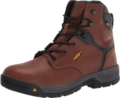 Pre-owned Keen Utility Men's Chicago 6" Waterproof Soft Toe Work Boots In Tobacco/black
