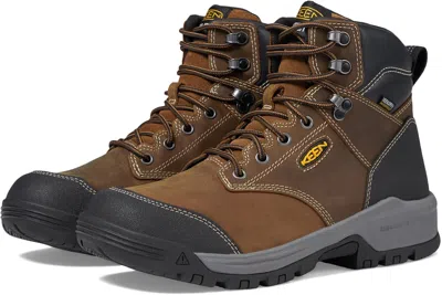 Pre-owned Keen Utility Men's Evanston 6” Soft Toe Waterproof Leather Durable... In Bison/black