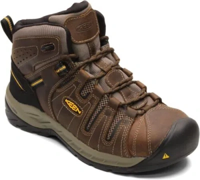 Pre-owned Keen Utility Men's Flint 2 Mid Height Steel Toe Breathable Construction Work... In Cascade Brown/golden Rod