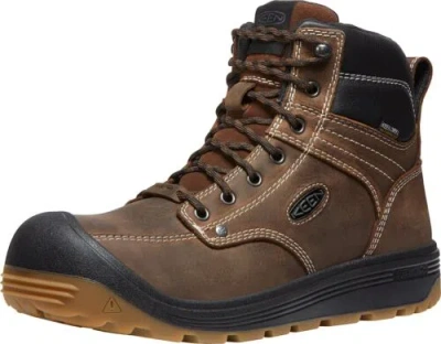 Pre-owned Keen Utility Men's Fort Wayne 6” Waterproof Composite Toe Wedge Work Boots In Dark Earth/gum