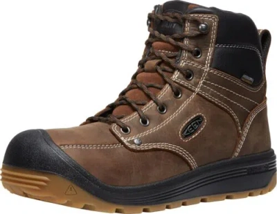 Pre-owned Keen Utility Men's Fort Wayne 6” Waterproof Soft Toe Wedge Work Boots In Dark Earth/gum