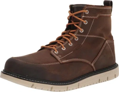 Pre-owned Keen Utility Men's San Jose 6" Soft Toe Wedge Work Boots In Coffee Bean/star White