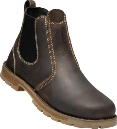 Pre-owned Keen Utility Men's Seattle Romeo Mid Height Leather Soft Toe Work Shoes In Cascade Brown/black