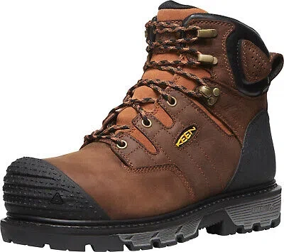 Pre-owned Keen Utility Mens Camden 6in Wp Ct Brown/black Leather Work Boots
