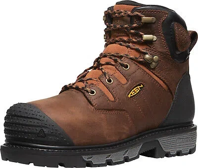 Pre-owned Keen Utility Mens Camden 6in Wp Int Met Ct Brown/black Leather Work Boots