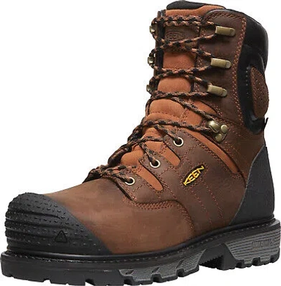 Pre-owned Keen Utility Mens Camden 8in Wp Ct Brown/black Leather Work Boots