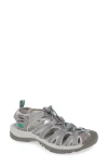 Keen Women's Whisper Hiking Sandal In Medium Grey In Grey/peacock Green Fabric