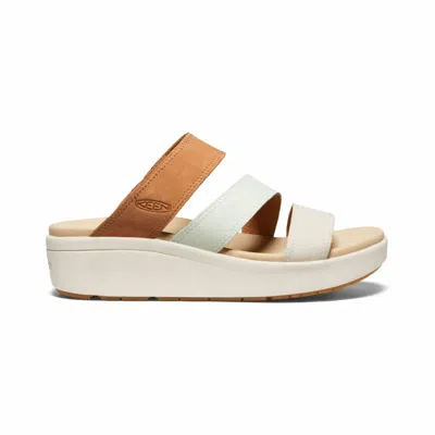 Keen Women's Ellecity Wedge Slides In Natural Leather/ Clear Aqua In Multi