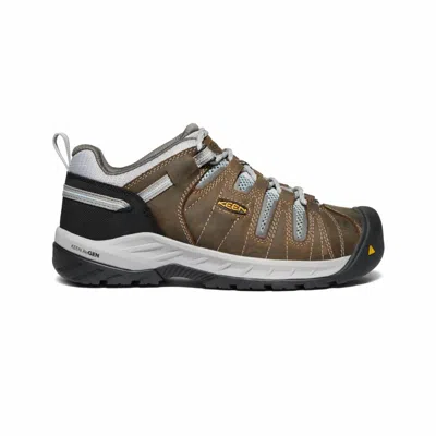 Keen Women's Flint Cascade Safety Shoe In Surf Spray/ Brown In Multi
