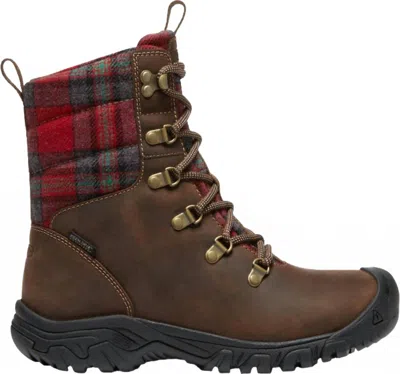Keen Women's Greta Low Waterproof Insulated Boot In Brown/red Plaid