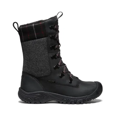 Keen Women's Greta Tall Waterproof Boots In Black/black Plaid In Multi