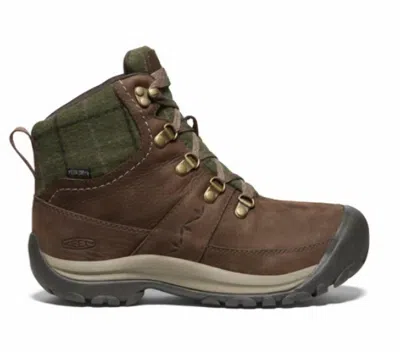 Keen Women's Kaci Iii Winter Mid Wp Boot In Dark Earth/green Plaid In Yellow