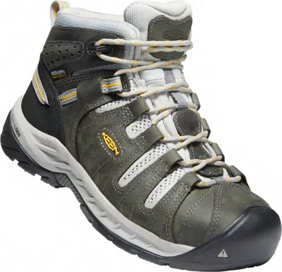 Keen Women's Flint Ii Mid-cut Steel Toe Waterproof Hiking Boots In Magnet/vapor In Green