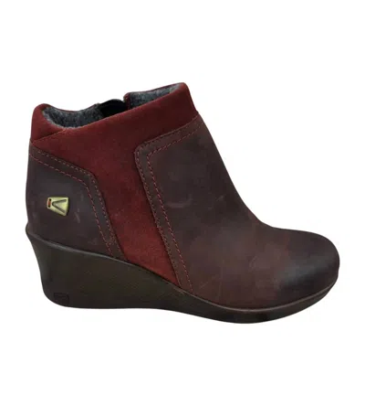 Keen Women's Wedge Zip Ankle Boots In Red Dahlia In Brown