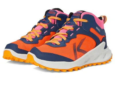 Keen Zionic Mid Height Waterproof All Terrain Easy On Hiking Boots Kids Shoes Naval Academy/nasturtium :  In Multi