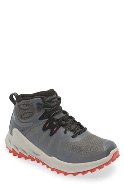 Keen Zionic Speed Waterproof Sneaker In Steel Grey/poppy Red