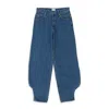 Keenkeee Curve Hard Denim Blue Straight-fit Jeans In Blue