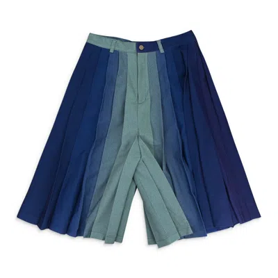 Keenkeee Gradient Pleated Blue/purple Shorts
