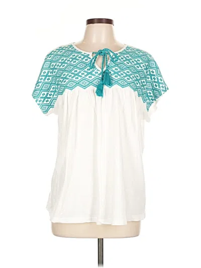 Pre-owned Keep In Touch Short Sleeve Blouse In Blue