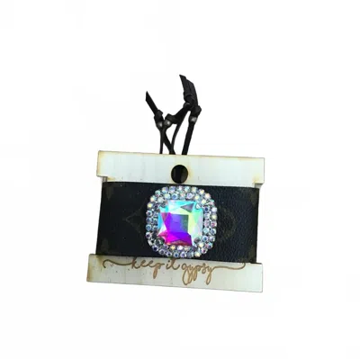 Keep It Gypsy Square Crystal Leather Cuff In Black