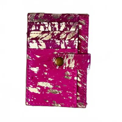 Keep It Gypsy Women's Metallic Wallet In Hot Pink Silver Acid Wash In Multi