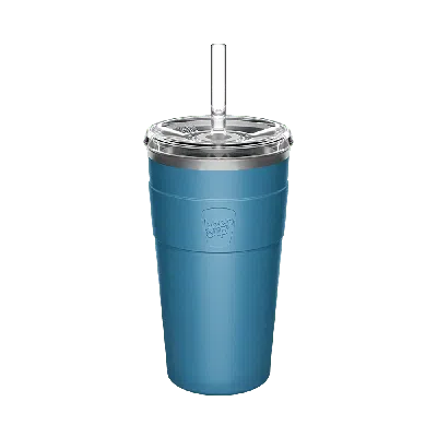 Keepcup Blue  Cold Cup Thermal With Straw Lid - 16oz/454ml Stainless Steel Reusable Coffee Cup - King
