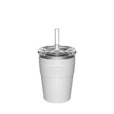 Keepcup Cold Cup Thermal With Straw Lid - 12oz/340ml Stainless Steel Reusable Coffee Cup - White In Gray