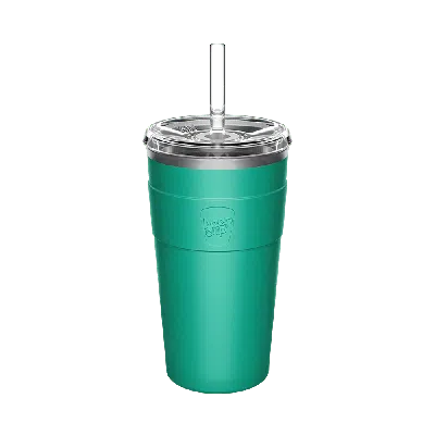 Keepcup Cold Cup Thermal With Straw Lid - 16oz/454ml Stainless Steel Reusable Coffee Cup - Frost Gre In Green