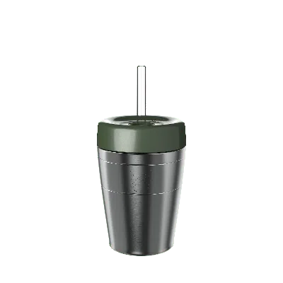 Keepcup Grey  Commuter Cold Cup With Straw Lid - 12oz/340ml Stainless Steel Reusable Coffee Cup - Pin In Black