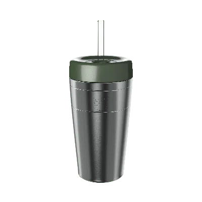 Keepcup Grey "  Commuter Cold Cup With Straw Lid - 16oz/454ml Stainless Steel Reusable Coffee Cup - P In Black