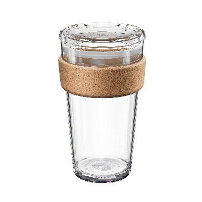 Keepcup Neutrals  Brew Cork Quicksip - 16oz/454ml Reusable Glass Coffee Cup In Transparent