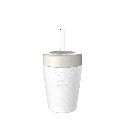 Keepcup White  Commuter Cold Cup With Straw Lid - 12oz/340ml Stainless Steel Reusable Coffee Cup - Bo