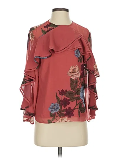 Pre-owned Keepsake 3/4 Sleeve Blouse In Burgundy