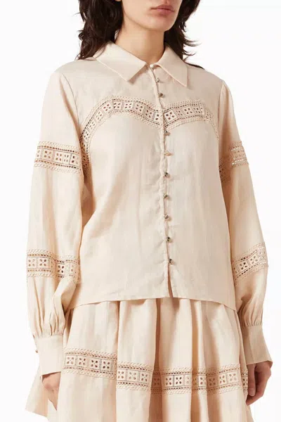 Keepsake Carrie Trim Shirt In Linen In White