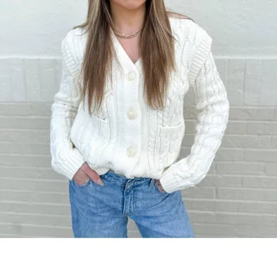 Keepsake Cozy Stitches Cable Knit Cardigan In Ivory In Multi