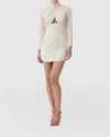 Keepsake Emilio Long Sleeve Mini Dress In Oyster In Transparent
