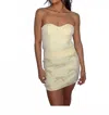 Keepsake Honeycomb Tweed Strapless Top In Yellow In White