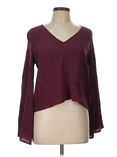 Pre-owned Keepsake Long Sleeve Silk Top Burgundy Open Neckline Tops