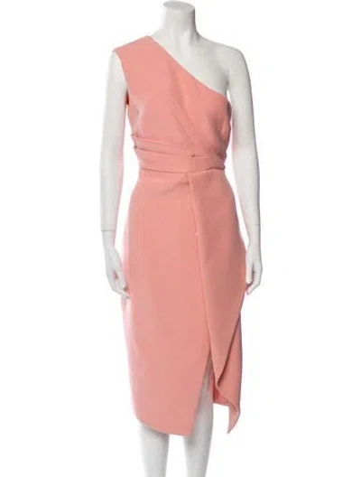 Pre-owned Keepsake One-shoulder Midi Length Dress In Pink