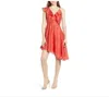 Keepsake Radar Ruffle Asymmetric Cocktail Mini Dress In Red In Red