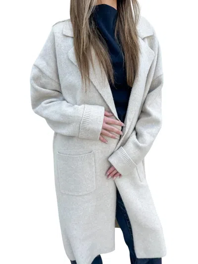 Keepsake Soft Classic Knit Trench In Oatmeal In White