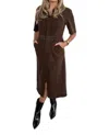 Keepsake Velvet Canyon Cord Dress In Deep Brown In Multi