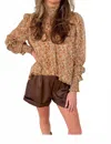 Keepsake Wildflower Chiffon Top In Brown In Brown